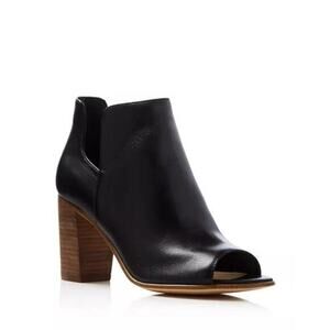 Steve Madden Black Leather Nello Peep Toe Bootie Sz 10